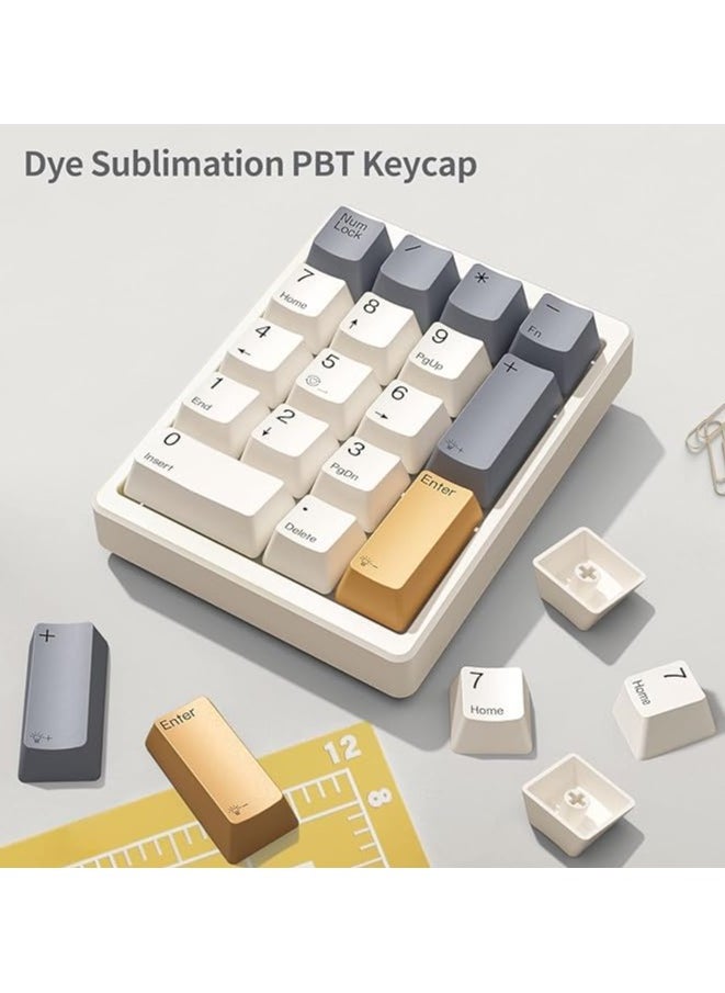 Numeric Keypad, Mechanical Numeric Keypad, Wired USB Standard 17-Key Numeric Keypad with PBT Keycaps, White Backlit Keyboard (Brown Switches)