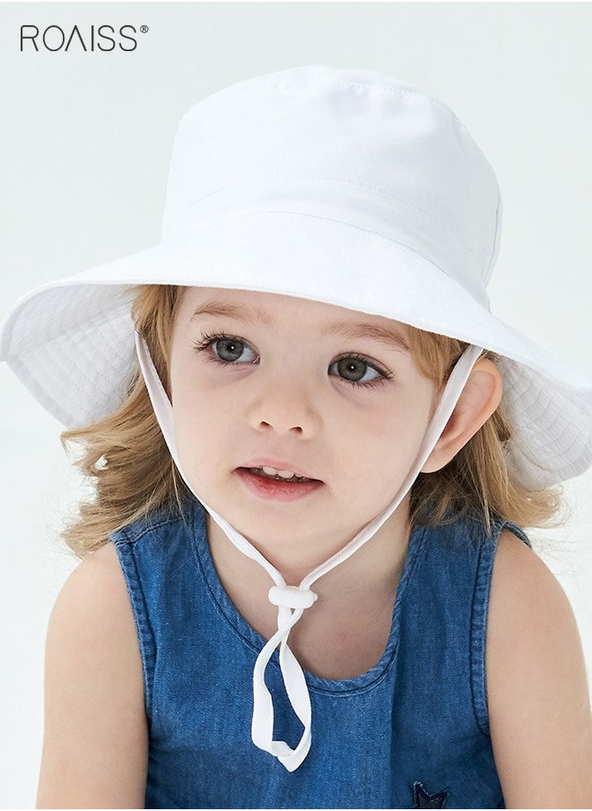 2 Pack Kids Sun Hat Baby Wide Brim Cap Summer Beach Bucket Hat Infant Foldable Fishing Hat Adjustable Toddler Hat