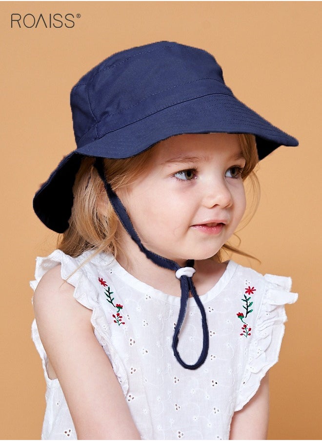 2 Pack Kids Sun Hat Baby Wide Brim Cap Summer Beach Bucket Hat Infant Foldable Fishing Hat Adjustable Toddler Hat