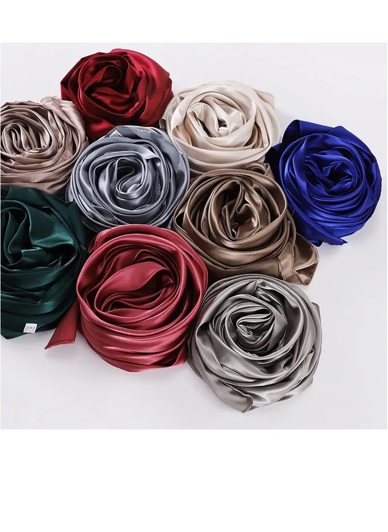 Elegant Long Silk Scarf for Women - Luxuriously Soft & Lightweight Grey Shawl, Wrap, or Headscarf - Premium Fashion Accessory