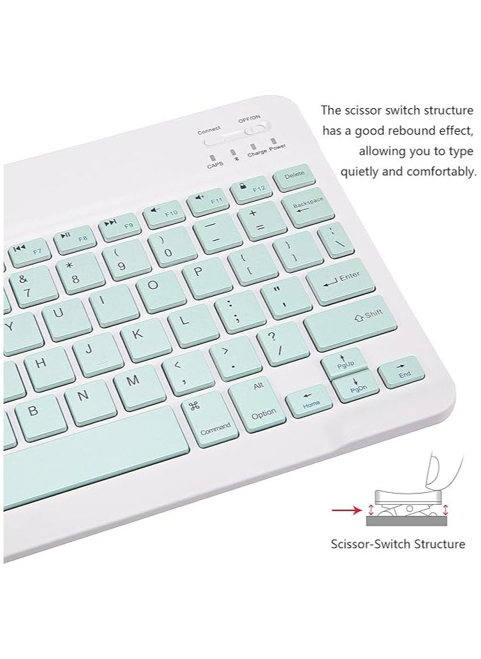 Ultra-Slim Bluetooth Keyboard and Mouse Combo Rechargeable Portable Wireless Keyboard Mouse Set for Apple iPad iPhone iOS 13 and Above Samsung Tablet Phone Smartphone Android Windows (Green)