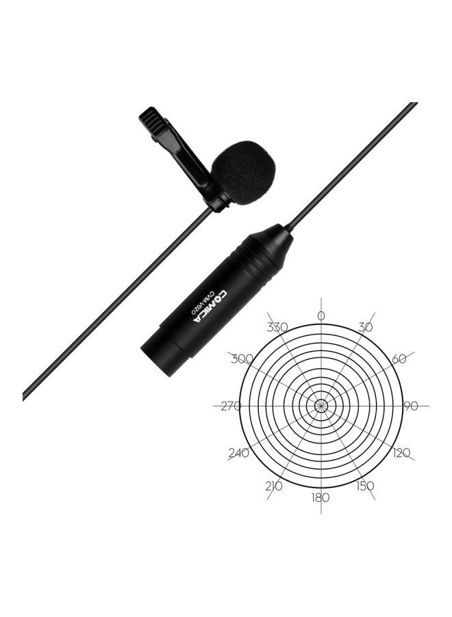 Phantom Power Omnidirectional XLR Lavalier Lapel Microphone Black