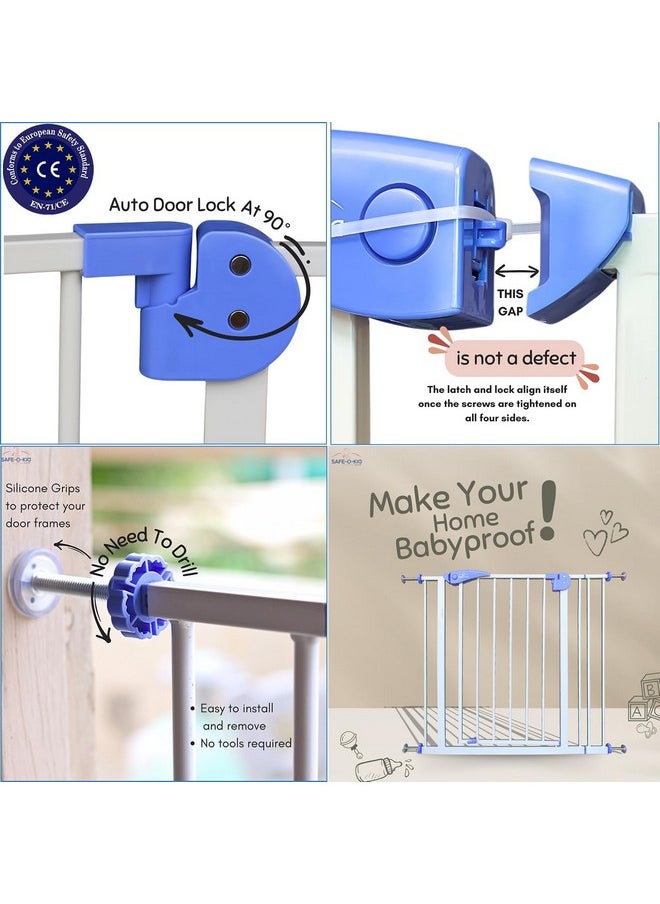 ® Tot Tamer Metal 2 Way Auto Close Baby Safety Gate With 1 Year Manufacturer Warranty, (75-85 Cm) Adjustable,Barrier For Stairs, Door And Hallways, Barrier Fence- Blue