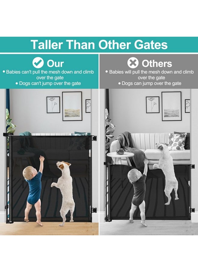 42 Inch Extra Tall Retractable Dog Gate Babies And Dogs Can'T Get Under The Gate 55