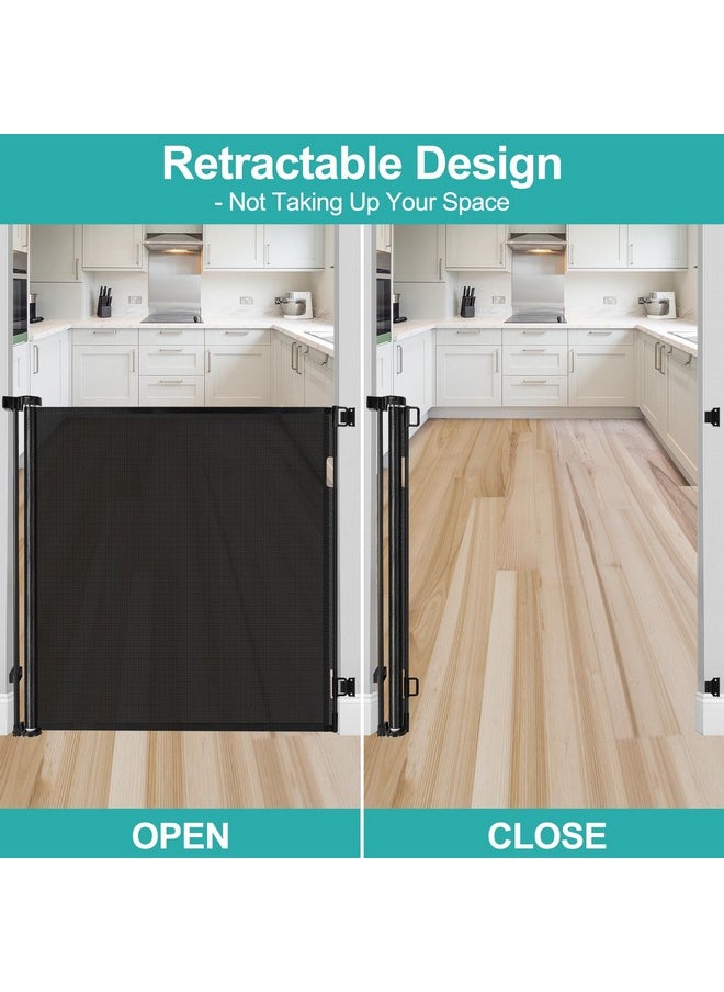 42 Inch Extra Tall Retractable Dog Gate Babies And Dogs Can'T Get Under The Gate 55