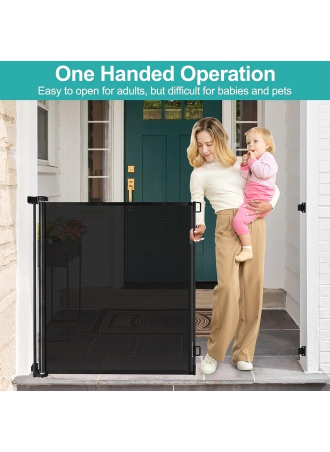 42 Inch Extra Tall Retractable Dog Gate Babies And Dogs Can'T Get Under The Gate 55