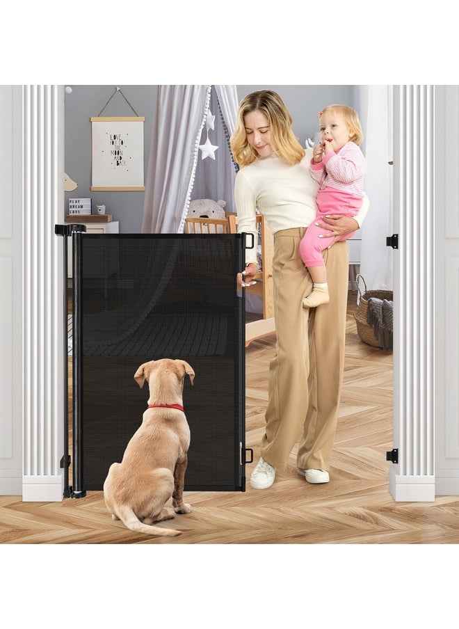 42 Inch Extra Tall Retractable Dog Gate Babies And Dogs Can'T Get Under The Gate 55