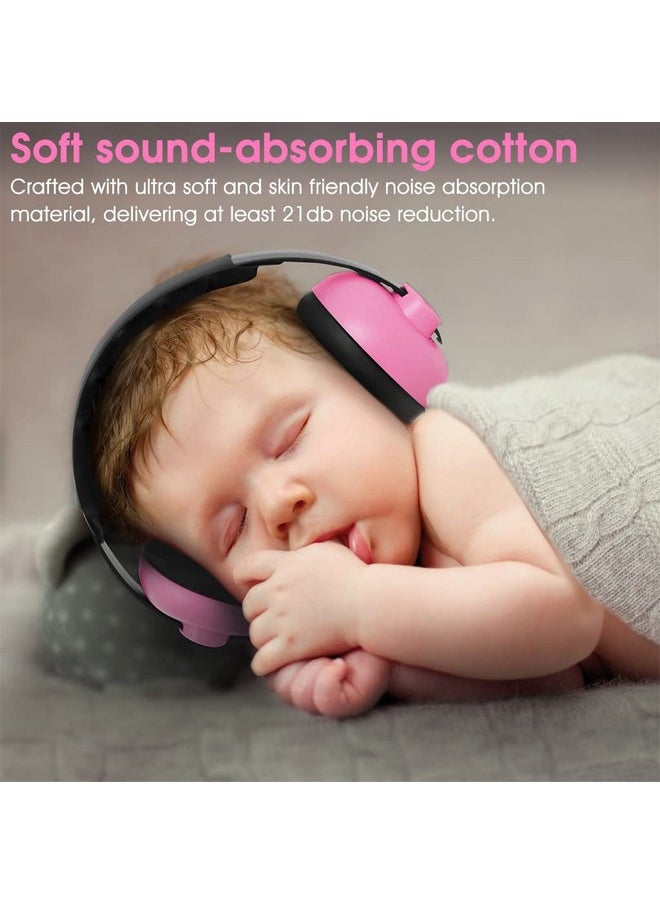 ® Noise Cancellation Ear Muffs For Kids Use Noise-Cancelling Ear Muffs For Baby Toddler Ear Muffs For Noise Reduction Baby Ear Muffs For 0-3 Years Old On Flight Sleep Travel (Pink)