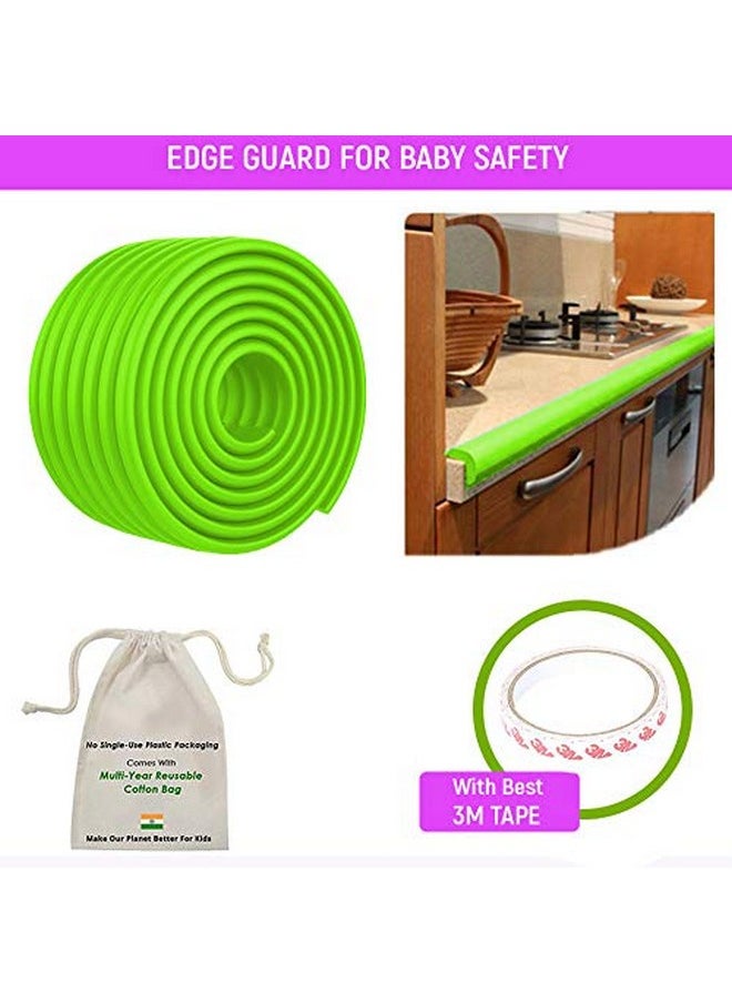 ® (Set Of 2), Soft Cushioned 6.4 Ft / 2 Mtr Multi Functional Edge Guards With Strong 3M Adhesive, Safety For Sharp Edges For Babies- Grass Green