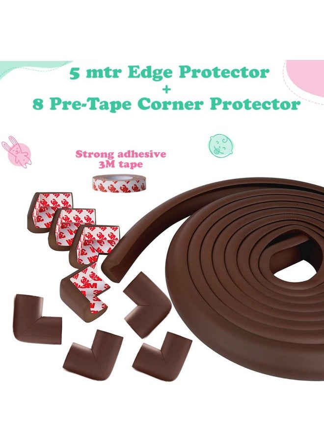 Nitrile Foam Baby Proofing Edge & Corner Protector For Kids - 5 Meters Edge Protector + 8 Corner Guards, Protector For Baby, Corner Protector For Sharp Edges, Baby Safety Products