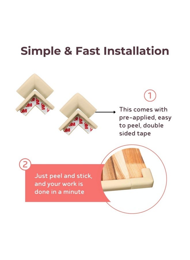 Pre-Taped Furniture Edge Guard And Corner Protector - 6.5Ft Edge + 4 Corner Guards (Beige Color) For Baby Proofing & Child Safety