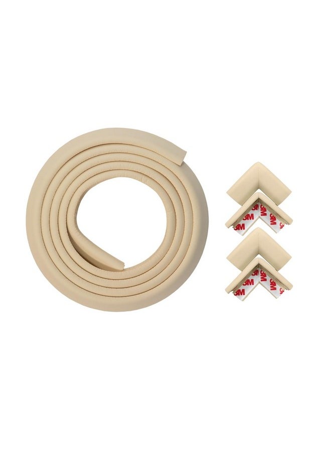 Pre-Taped Furniture Edge Guard And Corner Protector - 6.5Ft Edge + 4 Corner Guards (Beige Color) For Baby Proofing & Child Safety