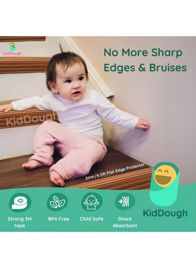 Baby Proofing Flat Edge Protector - 2 Mtrs Safety Strip, Furniture Edge Protector, Adjustable Dense Edge Guard For Kids Safety, Shock Absorbant Edge Protector, Baby Safety Products,Wood Color