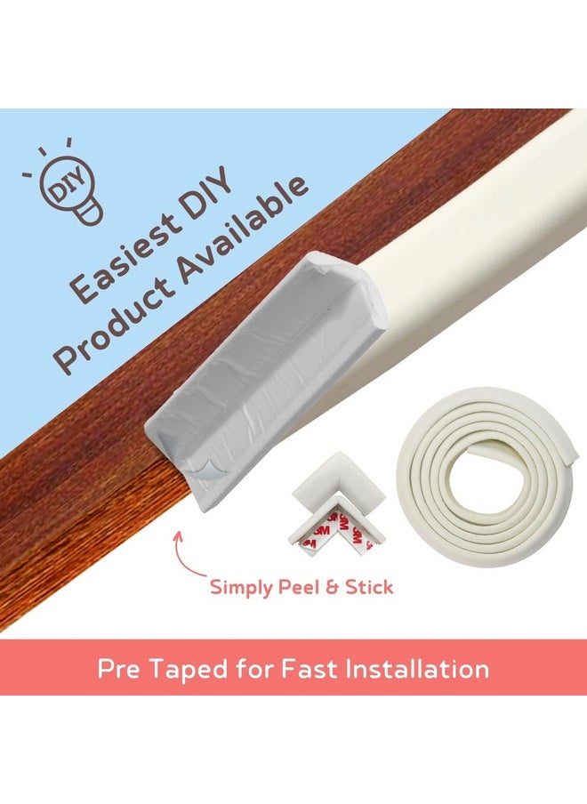 Pre-Taped Furniture Edge Guard And Corner Protector - 6.5Ft Edge + 4 Corner Guards (White Color) For Baby Proofing & Child Safety