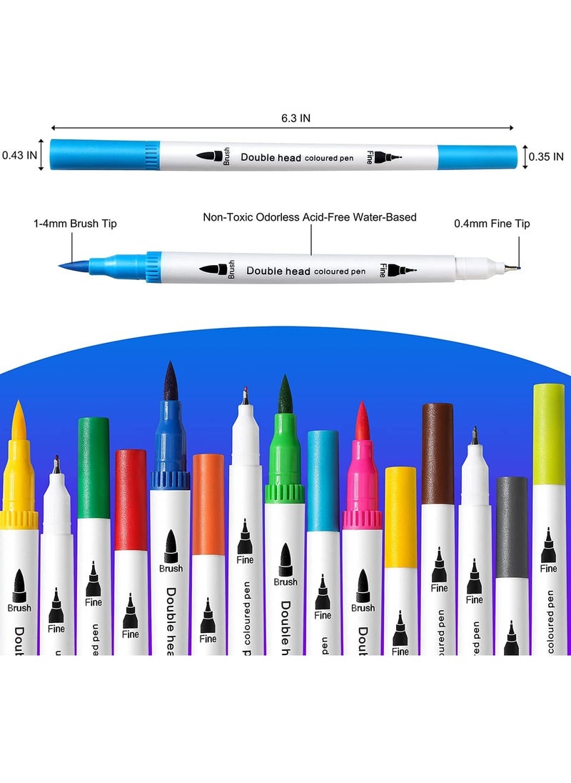 Brush Pens Markers for Adult Coloring Books, Calligraphy Markers for Lettering, Dual Tip Brush Pens for Kids Drawing, Color Markers Fine Tip Pens for Art, Journal Planner, Doodle 36 Colors