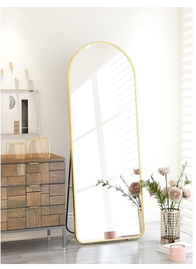 Arched Full Length Mirror, Floor Big Standing Mirror, Against Wall for Bedroom,Dressing and Wall-Mounted Thin Frame Mirror, Silver