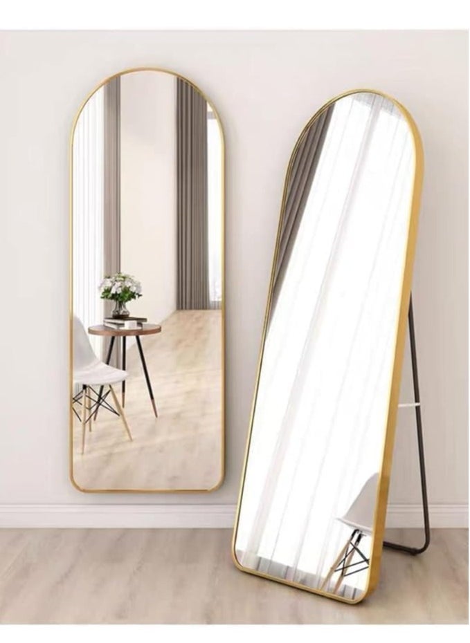 Arched Full Length Mirror, Floor Big Standing Mirror, Against Wall for Bedroom,Dressing and Wall-Mounted Thin Frame Mirror, Silver