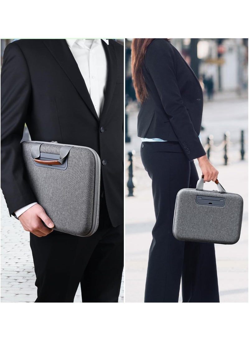 Hard Laptop Work-In Case 14 Inch, 2 in 1 Laptop Bag Lap Desk with Stopper and Book Clip, Shockproof Waterproof Laptop Sleeve with Handle, Compatible with MacBook HP Dell Lenovo ASUS and More - Grey