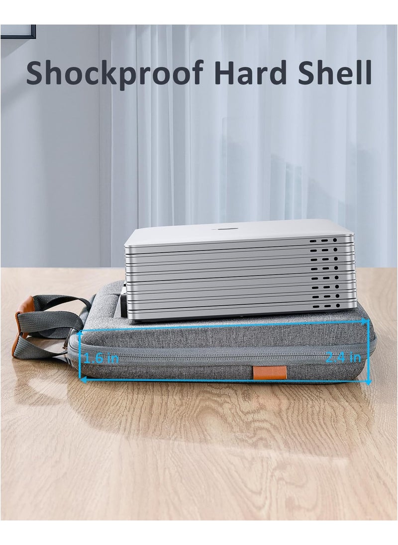 Hard Laptop Work-In Case 14 Inch, 2 in 1 Laptop Bag Lap Desk with Stopper and Book Clip, Shockproof Waterproof Laptop Sleeve with Handle, Compatible with MacBook HP Dell Lenovo ASUS and More - Grey