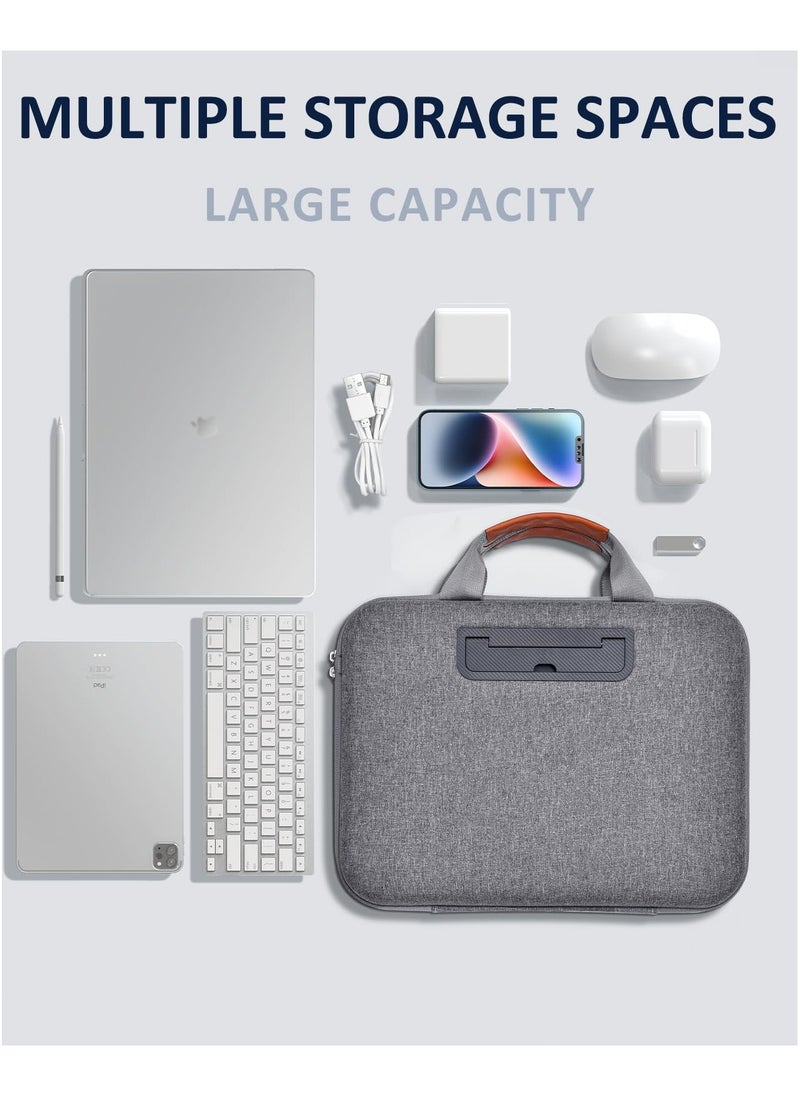 Hard Laptop Work-In Case 14 Inch, 2 in 1 Laptop Bag Lap Desk with Stopper and Book Clip, Shockproof Waterproof Laptop Sleeve with Handle, Compatible with MacBook HP Dell Lenovo ASUS and More - Grey
