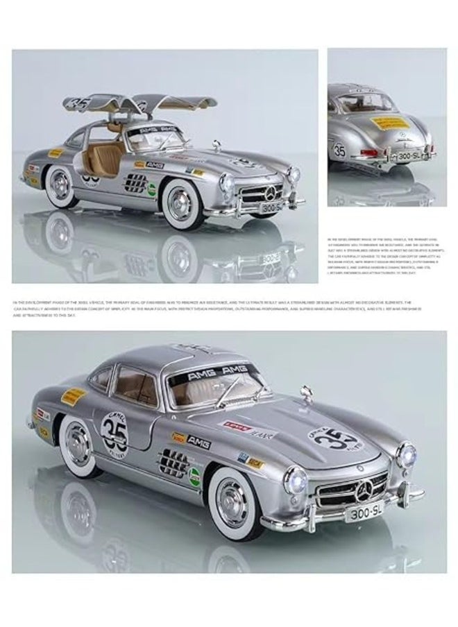 Benz 300 SL Classic Car Model Zinc Alloy Pull-Back Toy with Lights & Sound for Kids, Boys & Girls