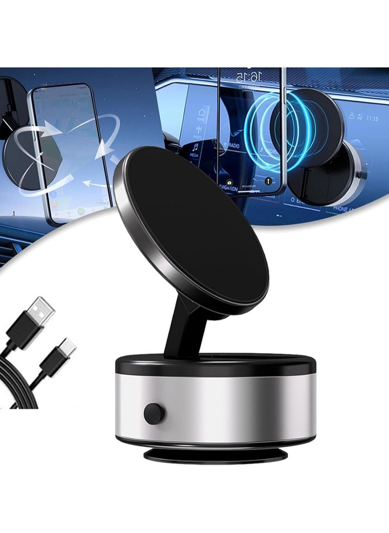 Phone Holder, Vacuum Adsorption Ultra-Stable Suction Cup Magnetic Car Bracke, Electric Suction Cup Magnetic Phone Holder