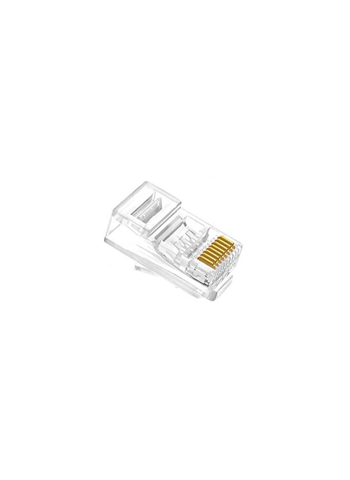 Cat6 / Cat5e RJ45 Ethernet Network Cable Connectors - Transparent - 100 Pack