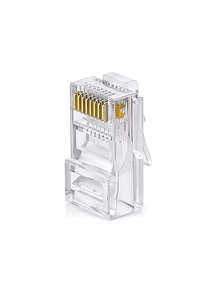 Cat6 / Cat5e RJ45 Ethernet Network Cable Connectors - Transparent - 100 Pack