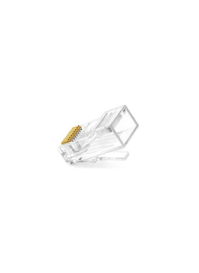 Cat6 / Cat5e RJ45 Ethernet Network Cable Connectors - Transparent - 100 Pack