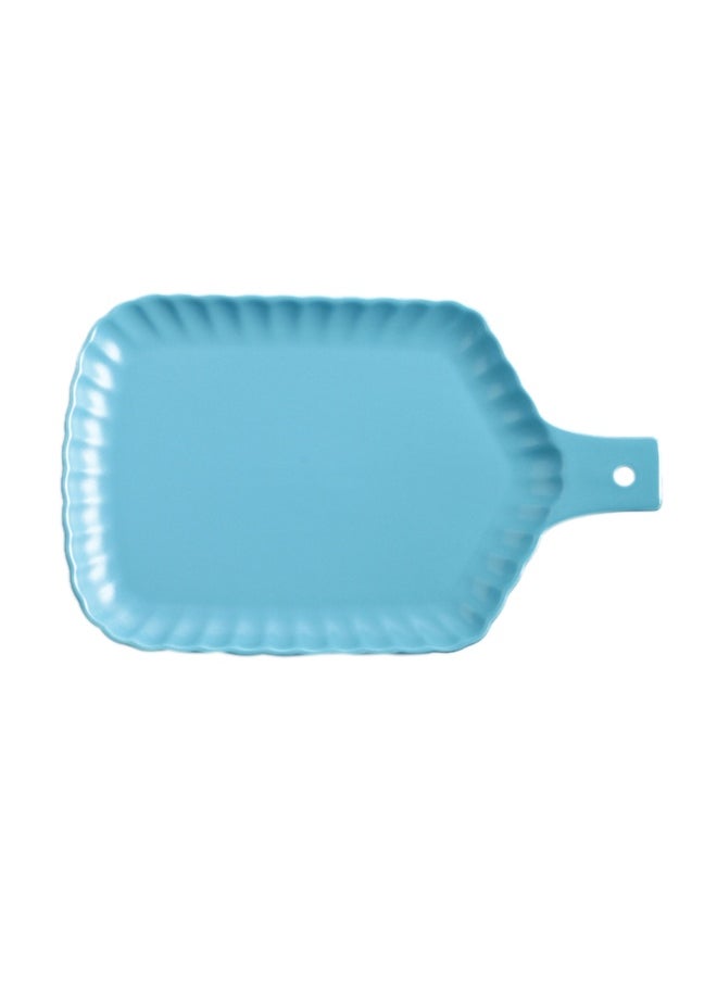 Chrysanthemum Ceramic Rectangle Ovendish With Handle Blue 13inch