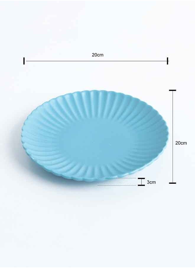 Chrysanthemum Round Flat Plate Blue 20x20x3cm