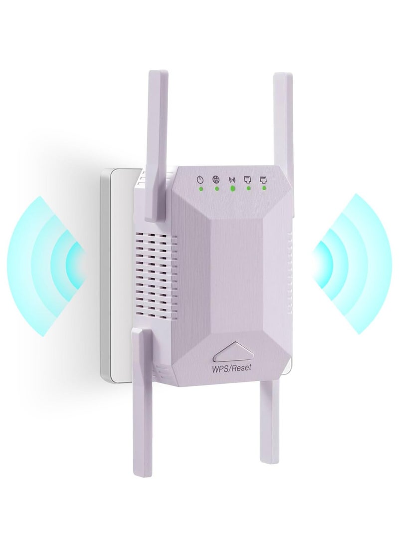 WiFi Extender, 1200Mbps WiFi Booster, 5GHz and 2.4GHz Dual Band WiFi Repeater with 4 Antennas, WiFi Range Extender Covers Up to 7000 Sq, Wireless Internet Repeater, 1-Key Setup