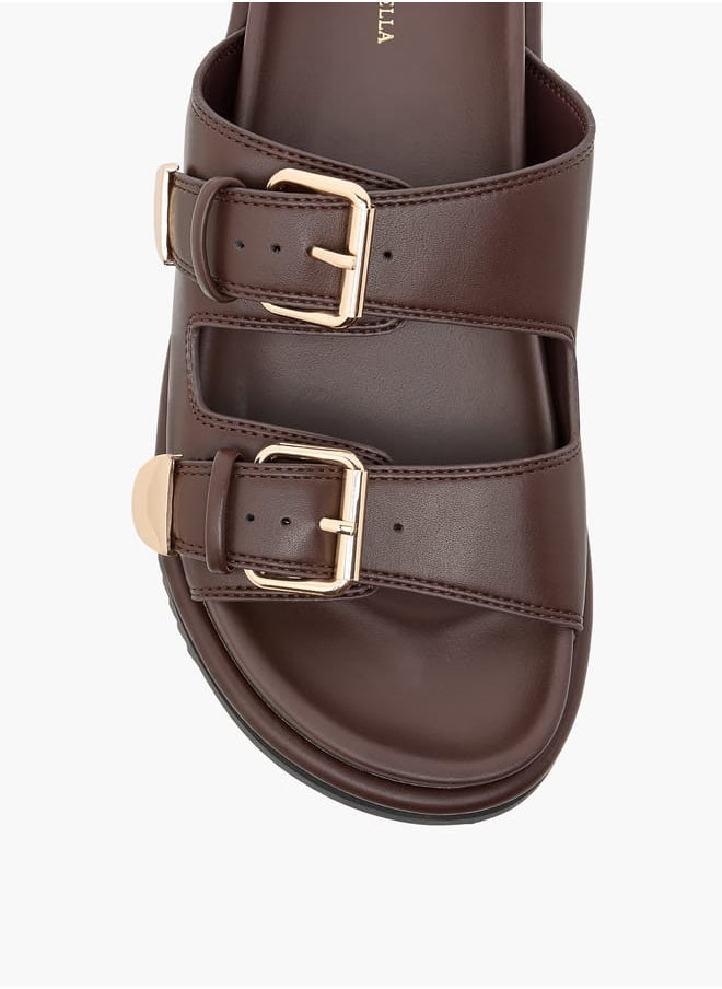 Solid Slides with Buckle Accent