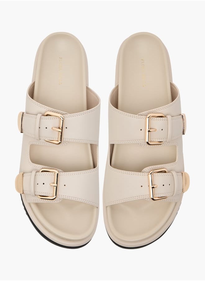 Solid Slides with Buckle Accent