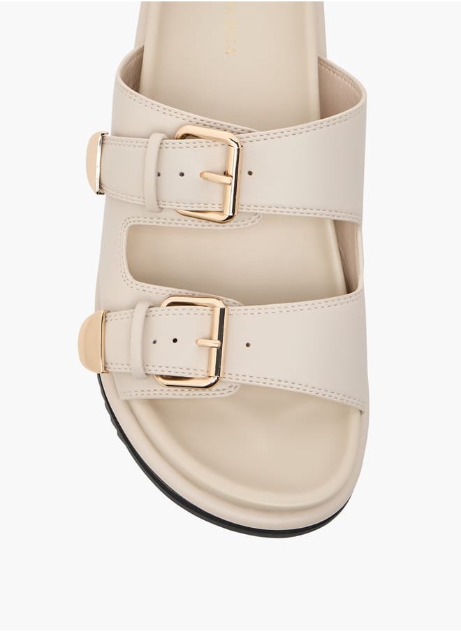 Solid Slides with Buckle Accent