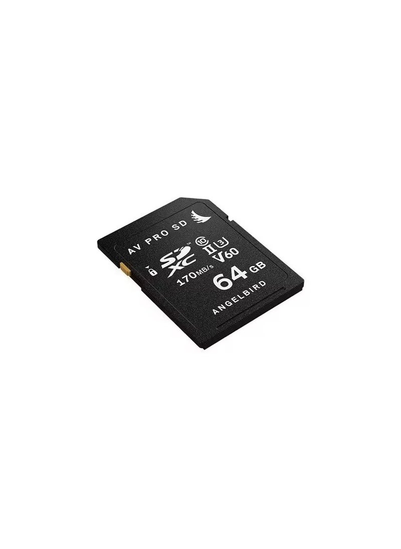 AV PRO SD MK2 Card 64GB, SDXC/ UHS-II / V60 / U3 / Class 10 260 MB/s Write Speed, 4K Video- AVP064SDMK2V60