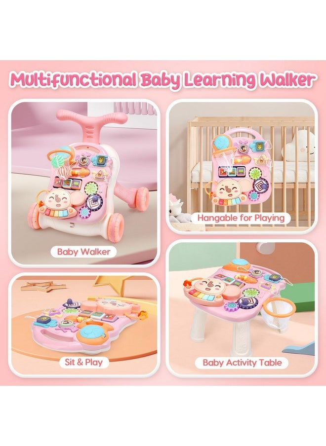 Baby Walker For Girls, 2 In 1 Sit To Stand Learning Walker And Activity Center, Learning To Walk, Early Push Walking Toys For Toddler Infant