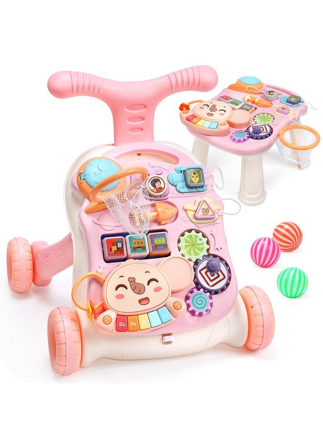 Baby Walker For Girls, 2 In 1 Sit To Stand Learning Walker And Activity Center, Learning To Walk, Early Push Walking Toys For Toddler Infant