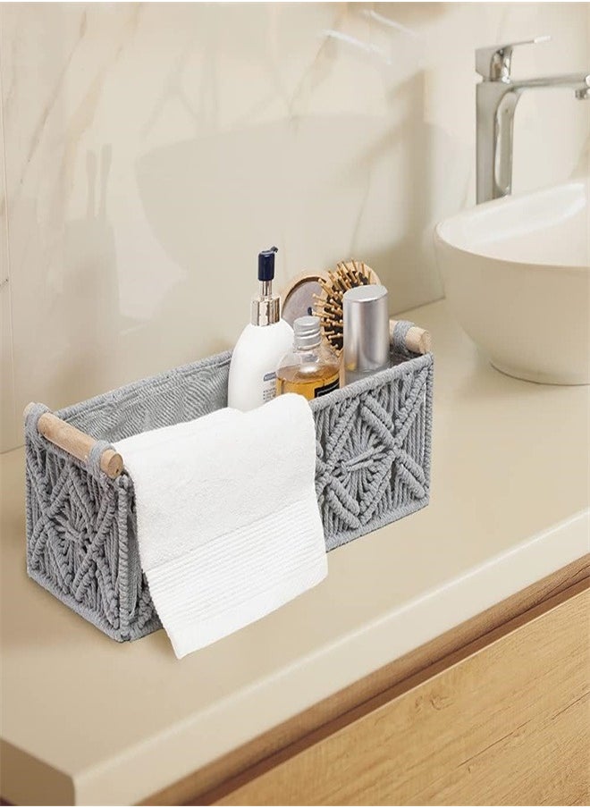 Handwoven Storage Basket With Handles Suitable for Bathroom, Bedroom, Living Room Entrance, Etc.