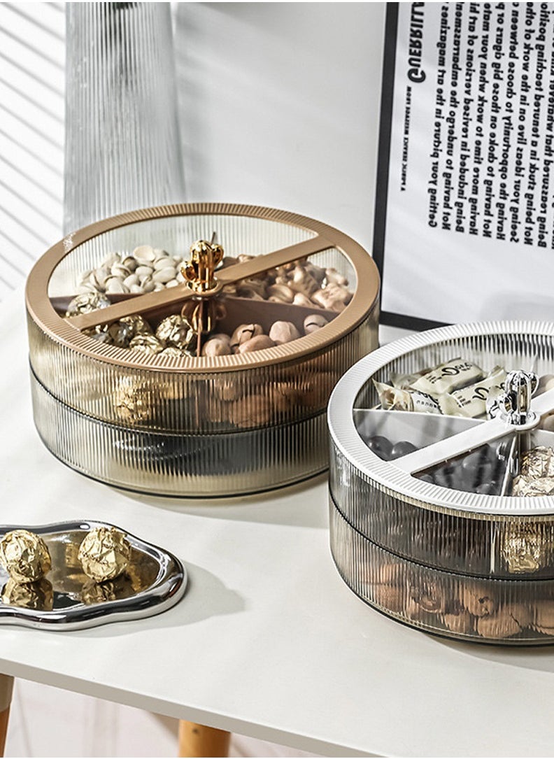 Double Snack Organizer Nut Storage Box Dry Fruit Sorting Tray with Lid For Candy Fruit Snack Serving Tray Transparent Serving Container Home Desktop Organizer