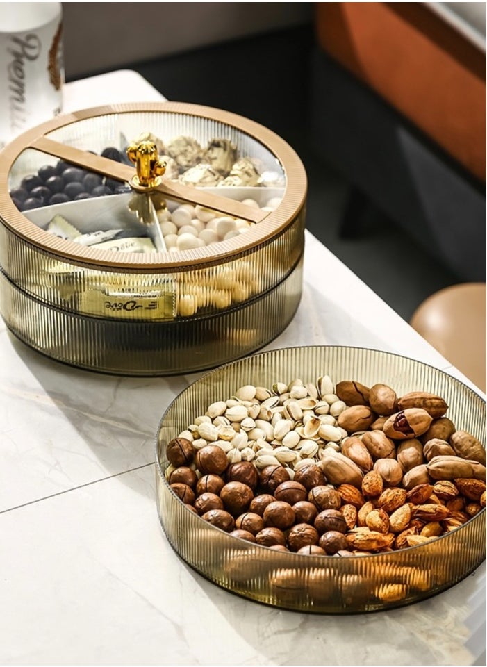 Double Snack Organizer Nut Storage Box Dry Fruit Sorting Tray with Lid For Candy Fruit Snack Serving Tray Transparent Serving Container Home Desktop Organizer