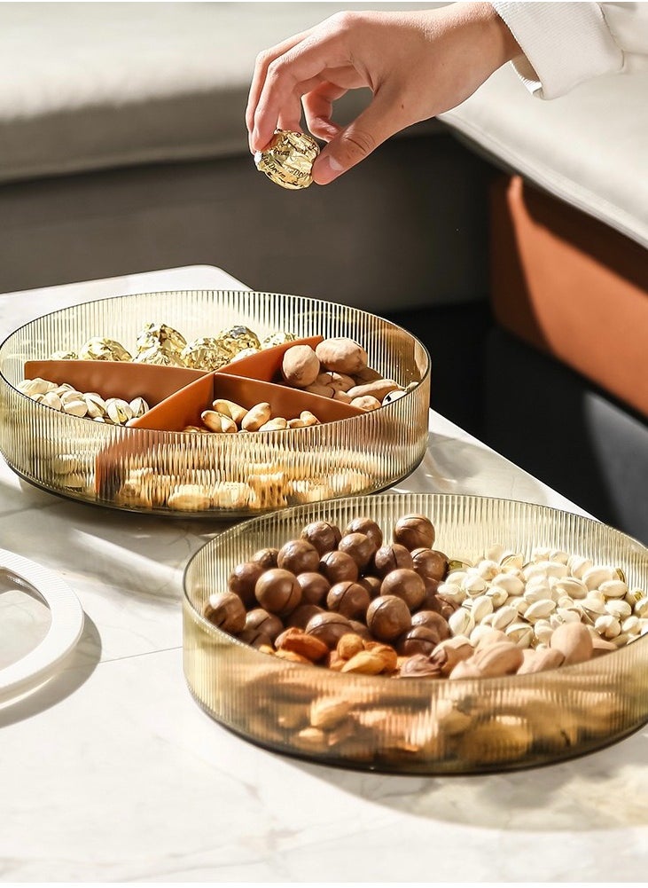 Double Snack Organizer Nut Storage Box Dry Fruit Sorting Tray with Lid For Candy Fruit Snack Serving Tray Transparent Serving Container Home Desktop Organizer