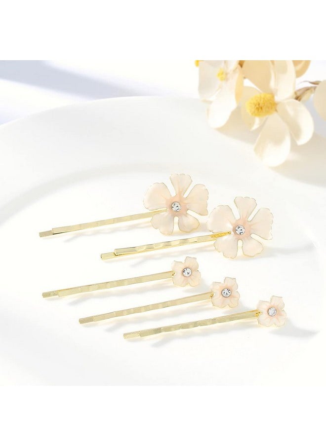 Flower Hair Clips Floral Hair Pin Rhinestone Bridal Decorative Bobby Pins Wedding Hair Accessories For Women And Girls (Pack Of 5)