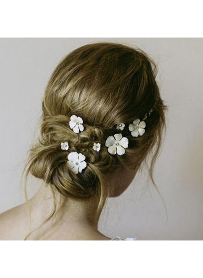 Flower Hair Clips Floral Hair Pin Rhinestone Bridal Decorative Bobby Pins Wedding Hair Accessories For Women And Girls (Pack Of 5)