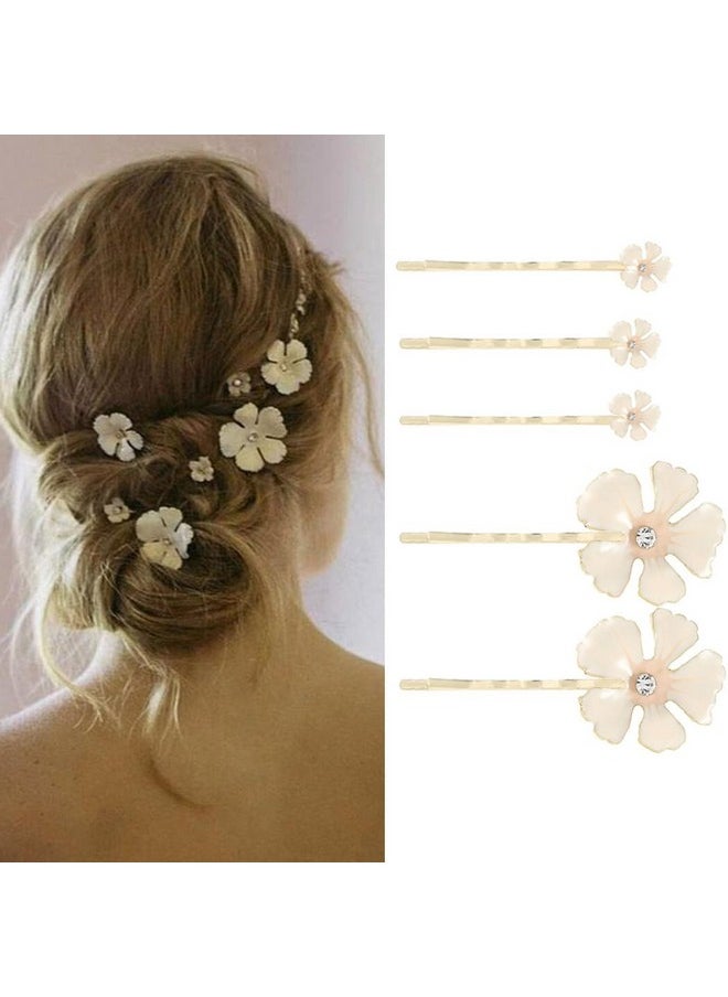 Flower Hair Clips Floral Hair Pin Rhinestone Bridal Decorative Bobby Pins Wedding Hair Accessories For Women And Girls (Pack Of 5)