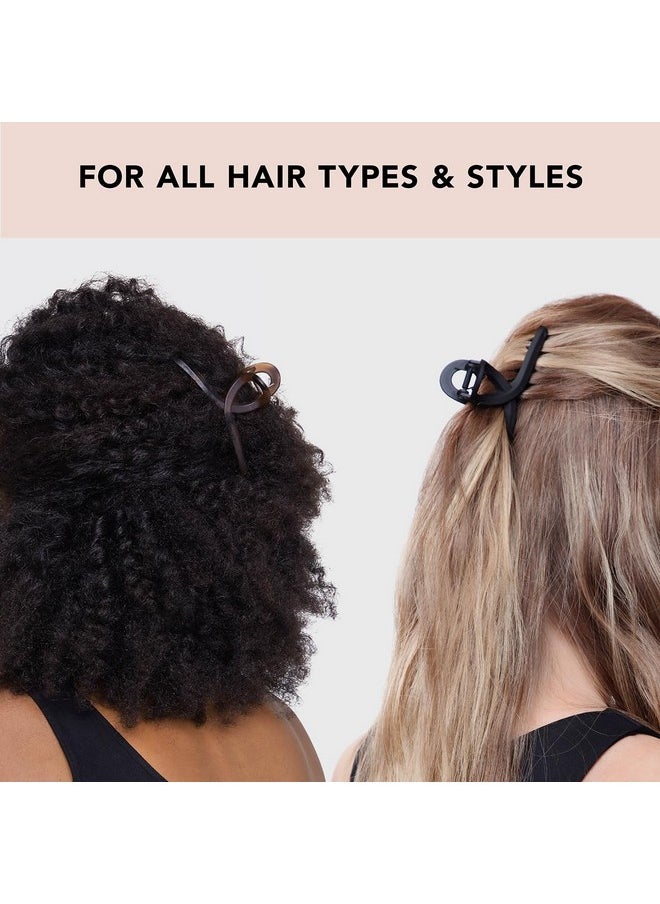 Large Hair Clips For Women - Jumbo Loop Hair Claw Clips For Thick Hair | Big Hair Clip & Claw Clip For Teen Girls | Stylish Banana Clip | Hair Styling Accessories (2Pc Tortoise&Black)
