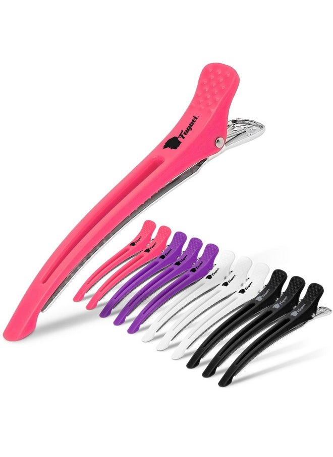 Firm Grip Hair Clips With Silicone Band - Duckbill Sectioning And Styling Clips, Durable Alligator Clips For Women'S Hair, Long Duck Billed Salon Clips