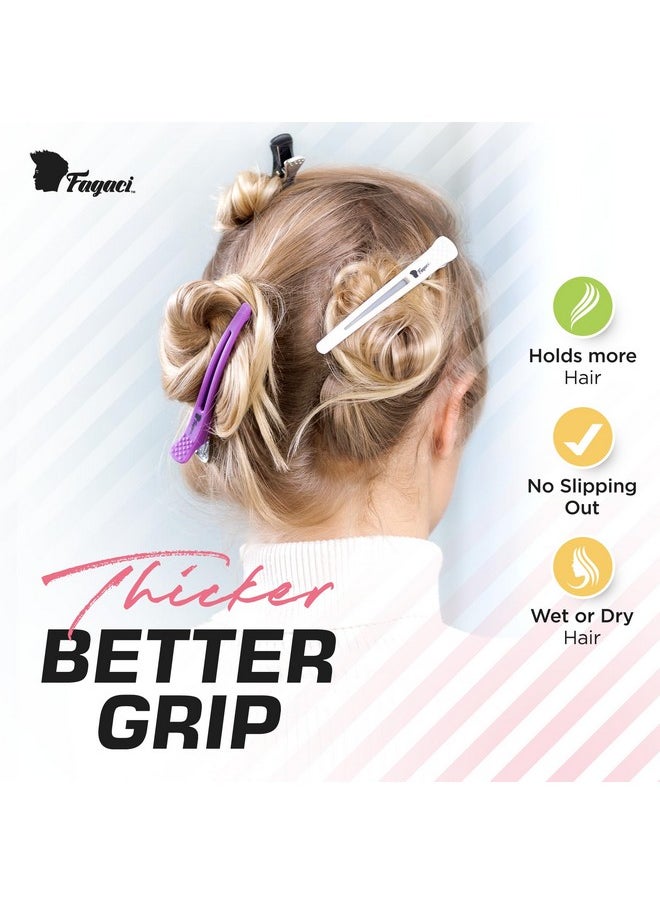 Firm Grip Hair Clips With Silicone Band - Duckbill Sectioning And Styling Clips, Durable Alligator Clips For Women'S Hair, Long Duck Billed Salon Clips