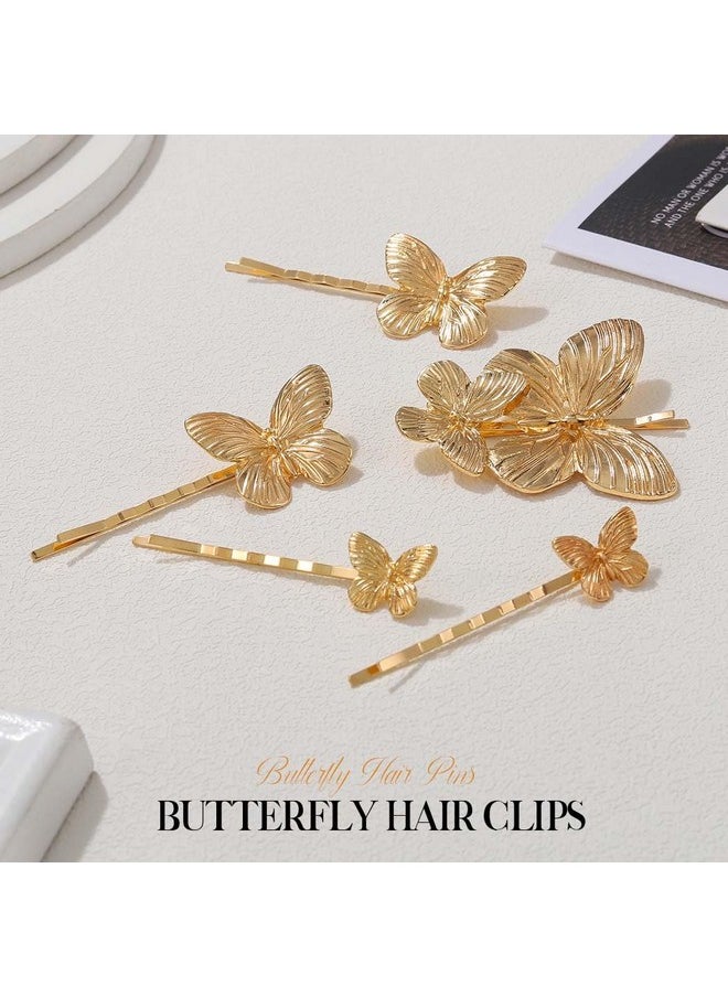 Gold Butterfly Hair Clips Small Butterfly Hair Accessories For Women (Pack Of 5)