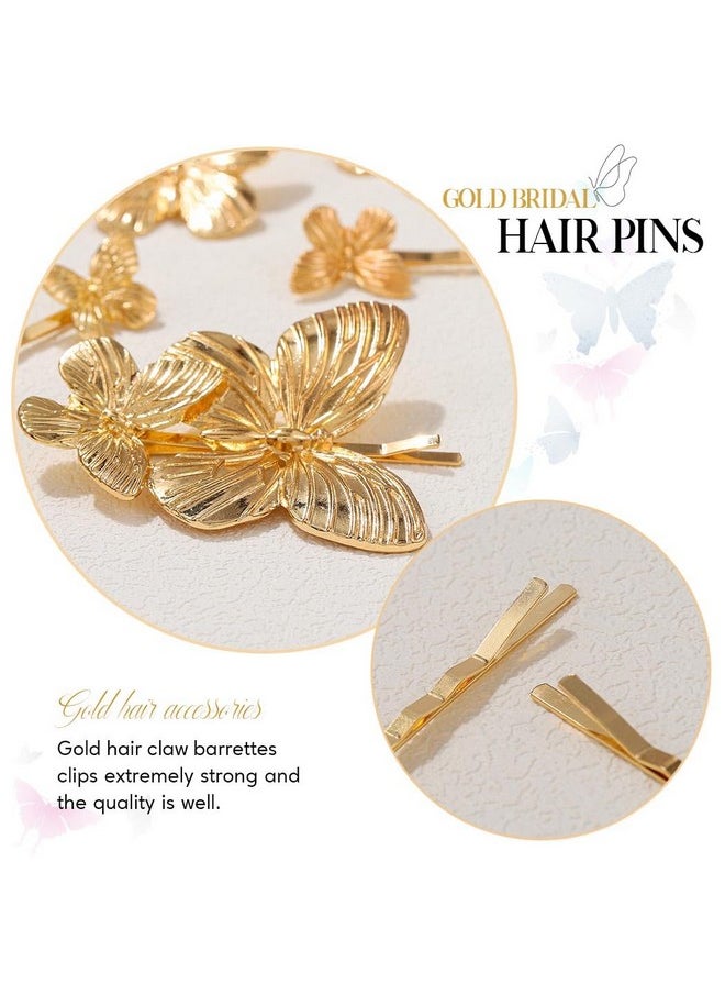 Gold Butterfly Hair Clips Small Butterfly Hair Accessories For Women (Pack Of 5)